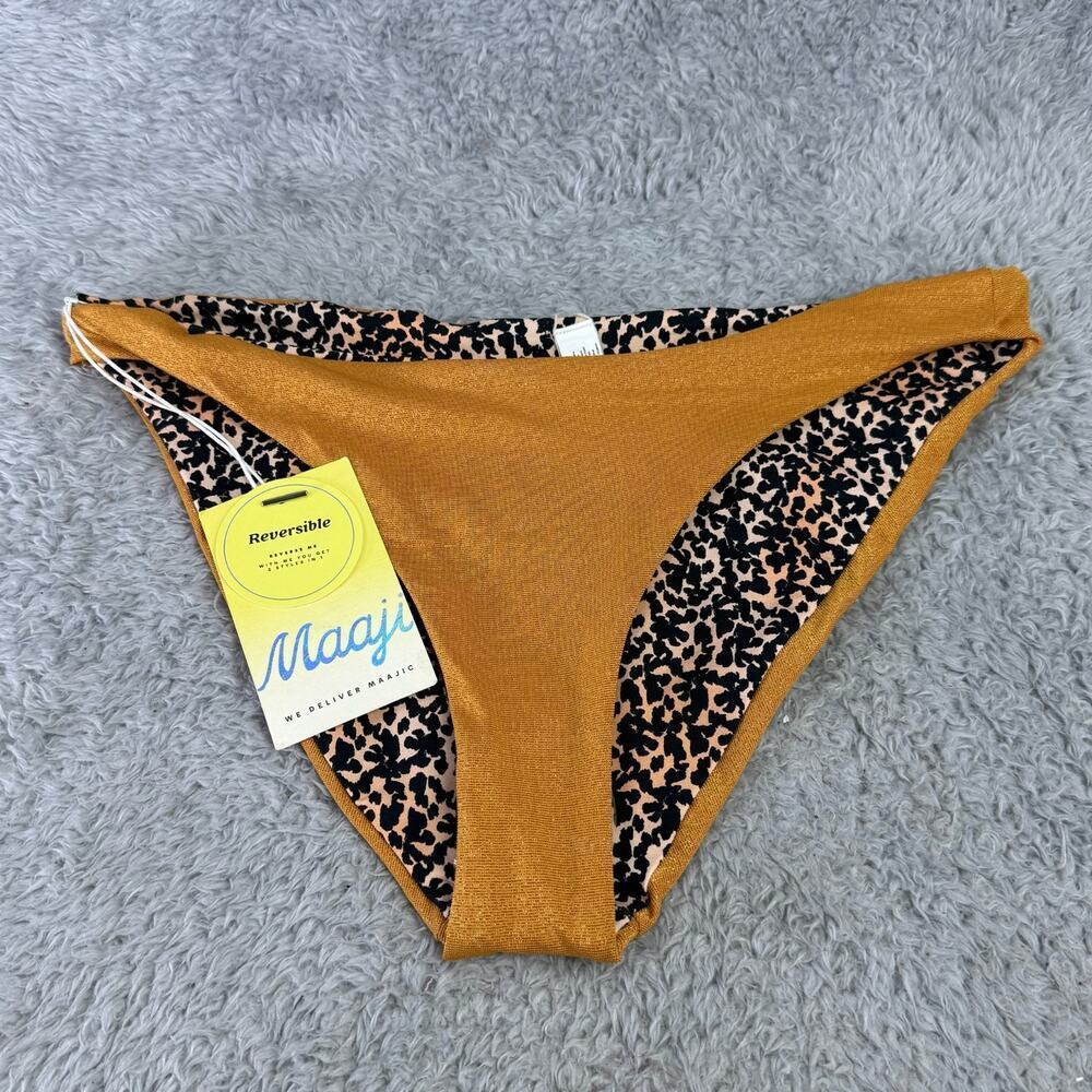 Maaji Sublimity Bikini Bottom Reversible Leopard Print Honey Gold Medium